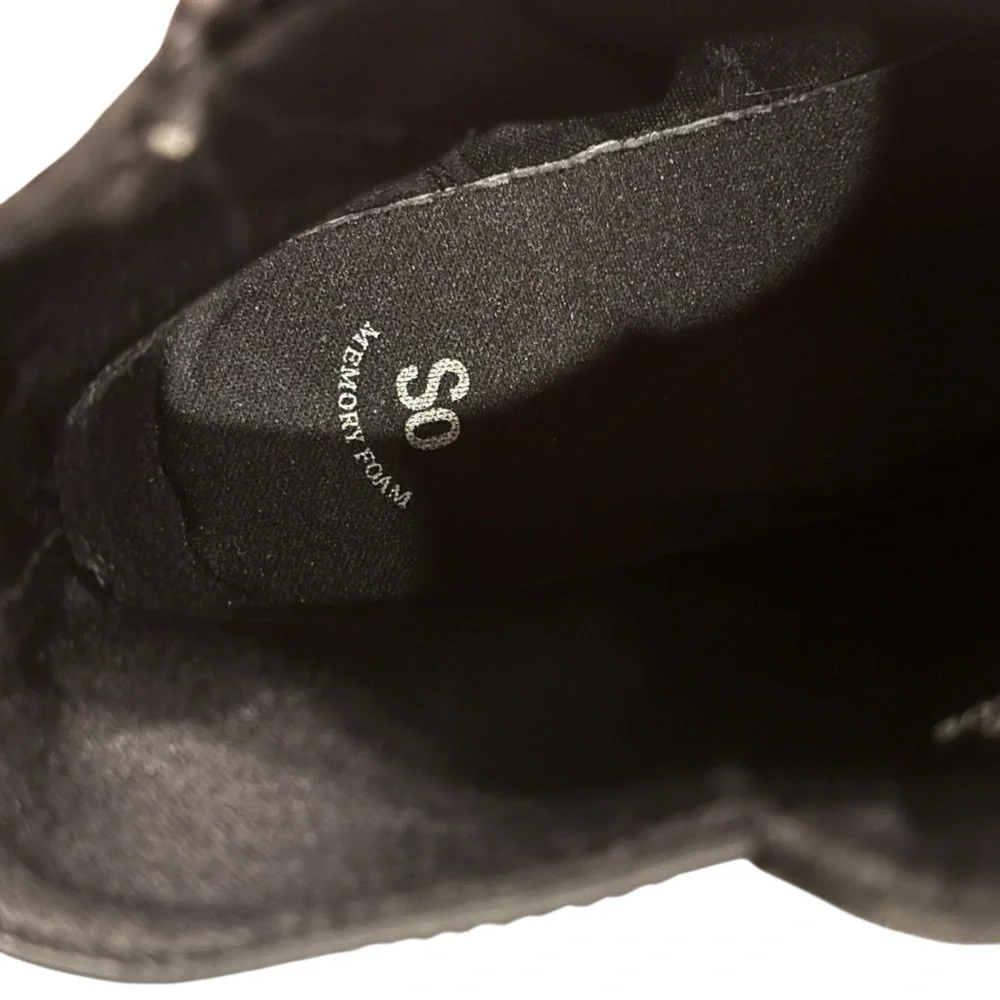 SO NWOB Samanthaa Girls' Ankle Boots Size 4 Kids Black Memory Foam